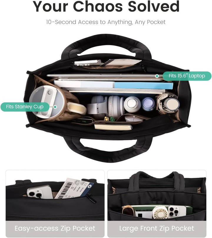 Zakelijke organizer tas met diverse compartimenten en ritsvakken voor pennen, telefoon en accessoires, unisex.