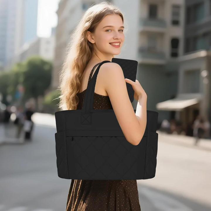 Moderne professionele laptoptas voor dames en heren, ideaal voor kantoor, universiteit of zakenreizen, zwart.