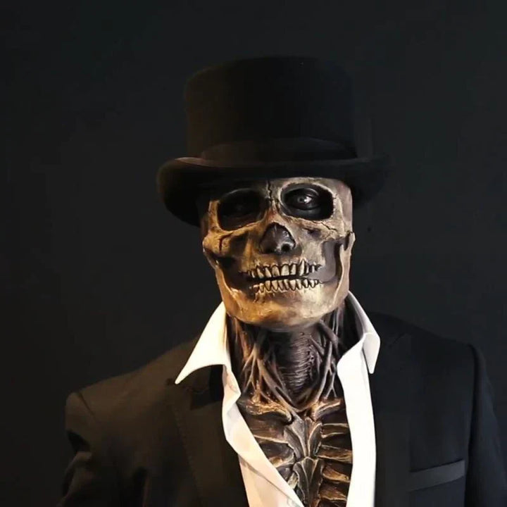 Eng schedelmasker van latex voor Halloween, ideaal als skelet kostuum, cosplay of vermomming op elk feest.