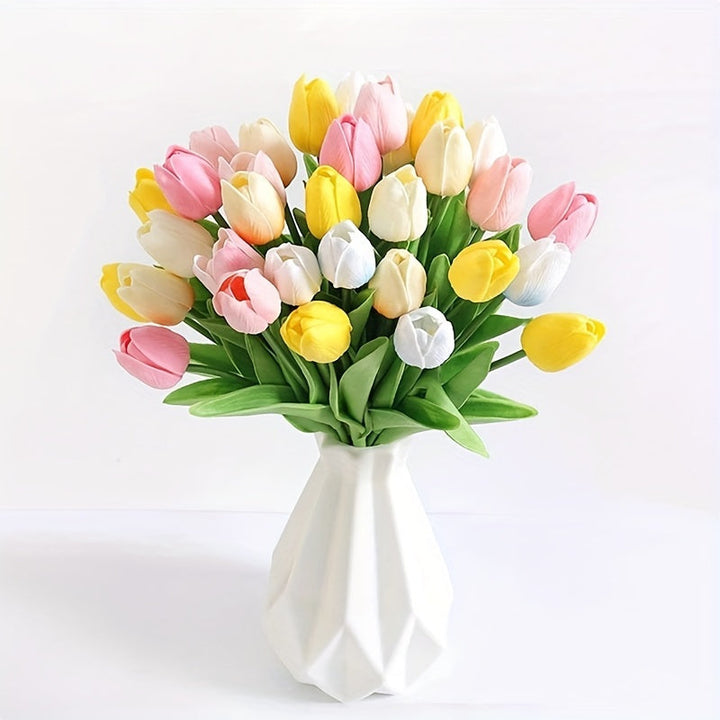Realistische kunsttulpen set (15 stuks) voor stijlvolle huis- en feestdecoratie.