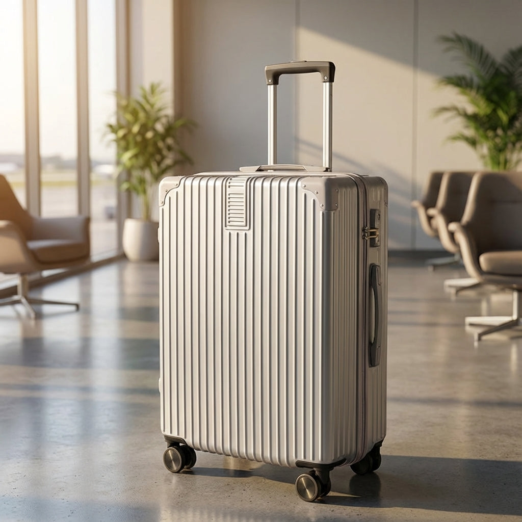 Retro Casevo reiskoffer met sterke hoekbescherming, soepele wielen en veilig cijferslot voor je bagage.
