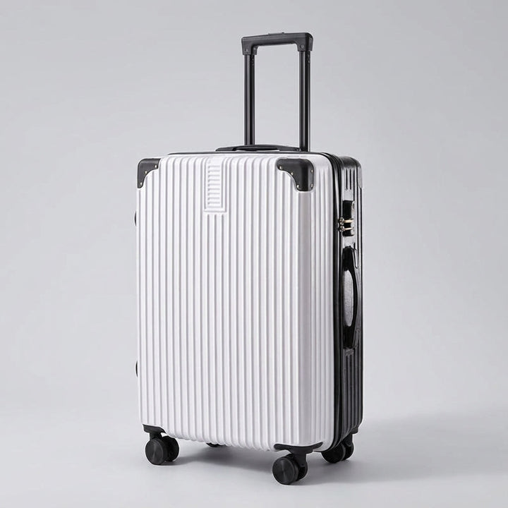 Georganiseerde retro bagage koffer met hoekbescherming en soepele wielen voor al je reisessentials.