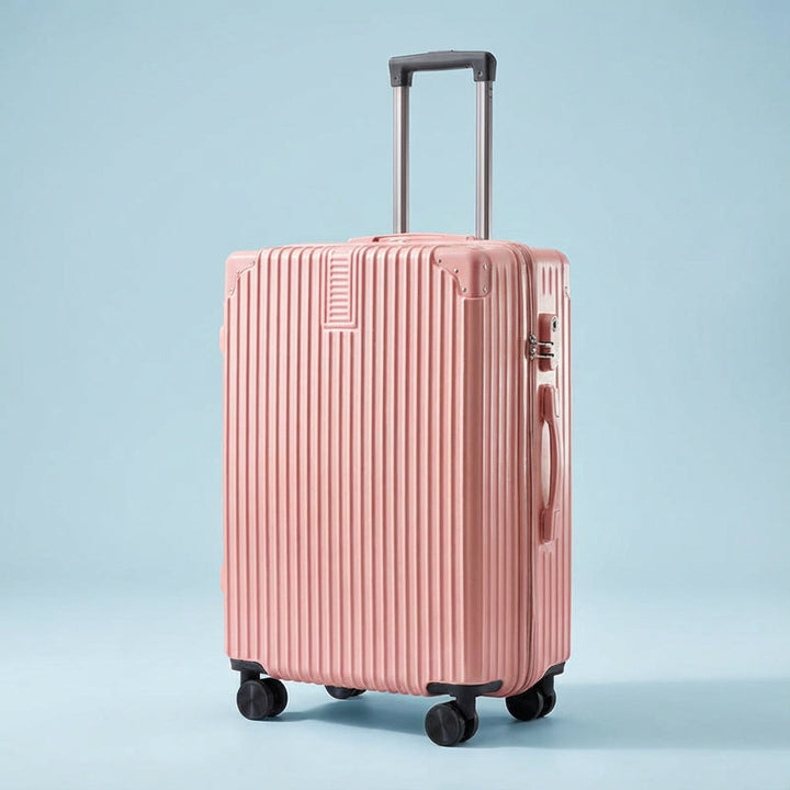 Compacte retro reiskoffer met cijferslot, hoekbescherming en handige 360° soepele wielen voor reizen.