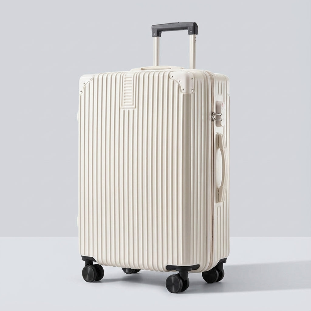 Hoogwaardige retro trolley met extra hoekbescherming en soepele wielen, perfect voor lange reizen.