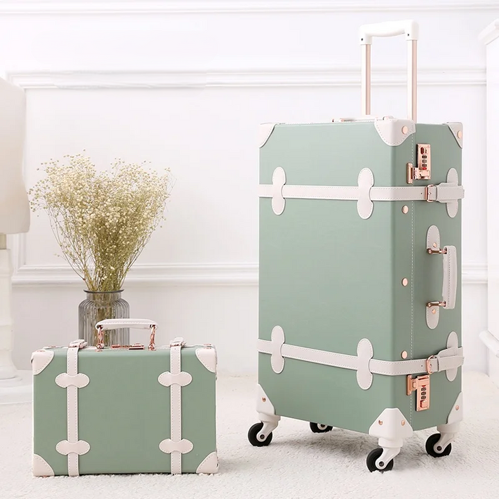 Charmante retro kofferset, perfecte mix van functionaliteit en vintage design. Hardcase voor reizen.