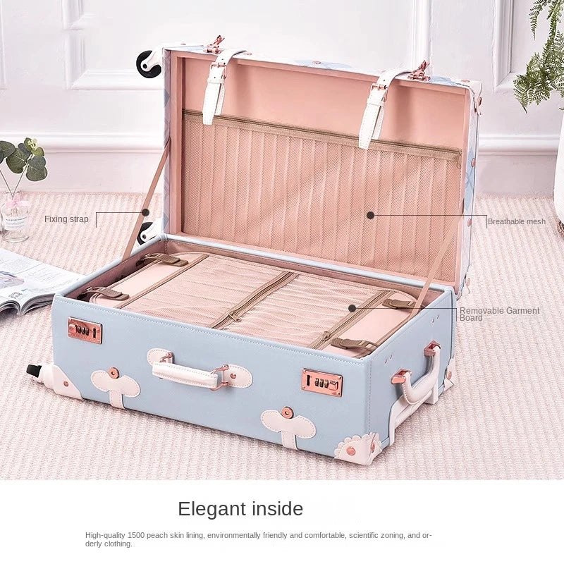 Unisex retro reiskoffer set met PU leer details en stevige hardcase. Ideaal voor vakanties.