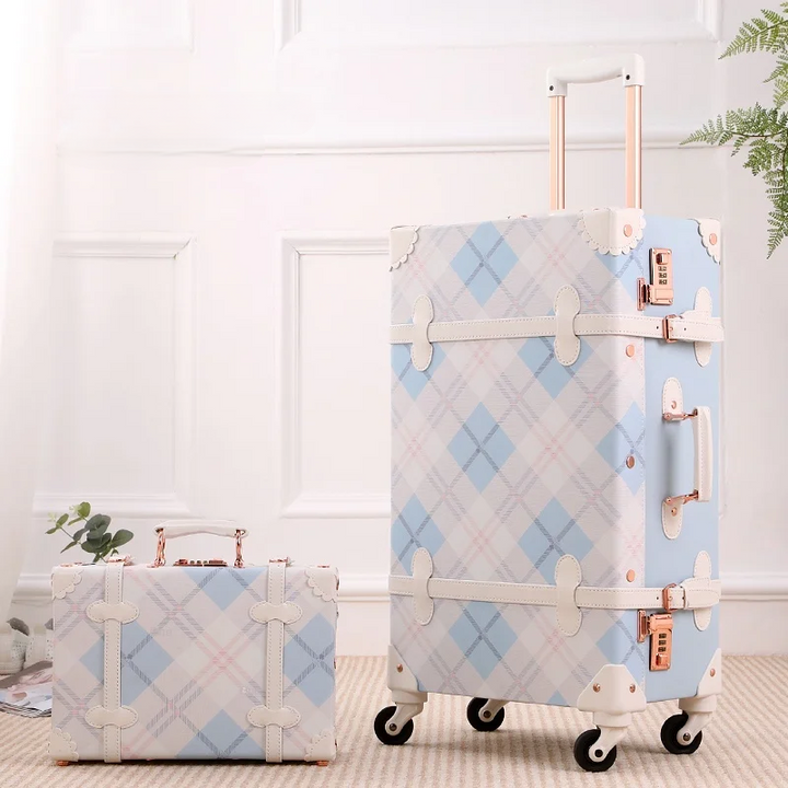 Retro vakantie koffer set met 360° draaiende wielen voor reisgemak. Handige hardcase koffer.