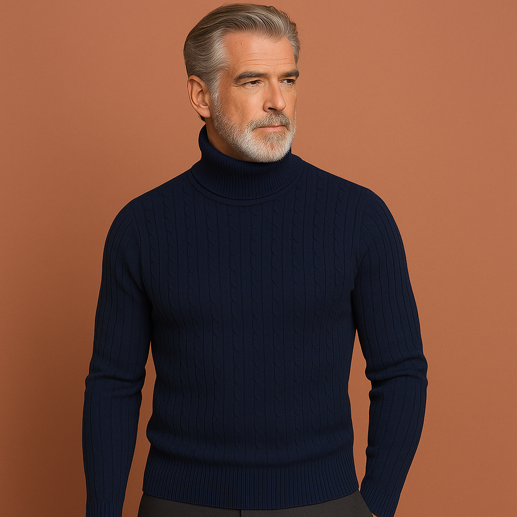 Warme, ribgebreide heren coltrui: essentieel voor koude herfst & winter. Tijdloos design en hoogwaardig comfort.