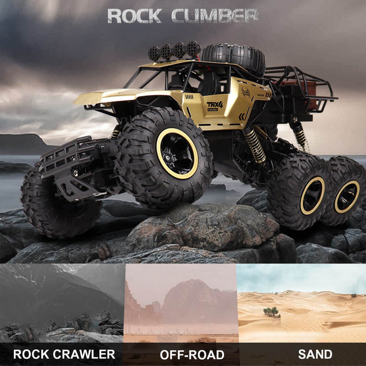 Volwassene geniet van off-road rijden met de 6-wiel RC monster truck 1:12. Perfect robuust cadeau.