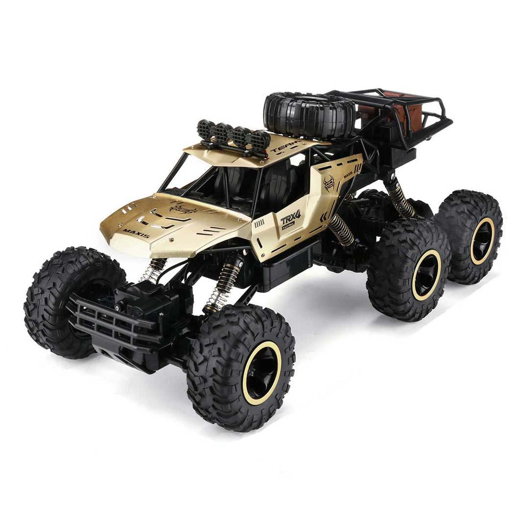 Robuuste 6-wiel RC monster truck, gebouwd voor intense off-road actie en langdurig speelplezier.