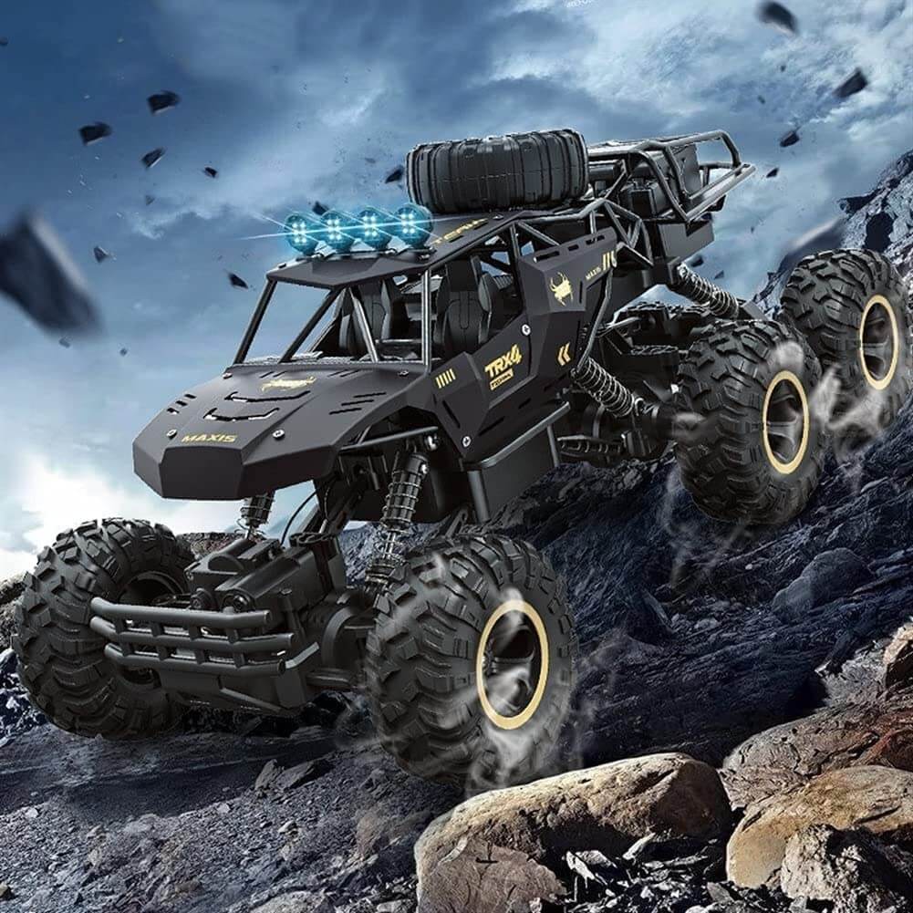 Stoere 6-wiel RC monster truck, schaal 1:12. Robuust ontwerp voor kinderen en volwassenen.