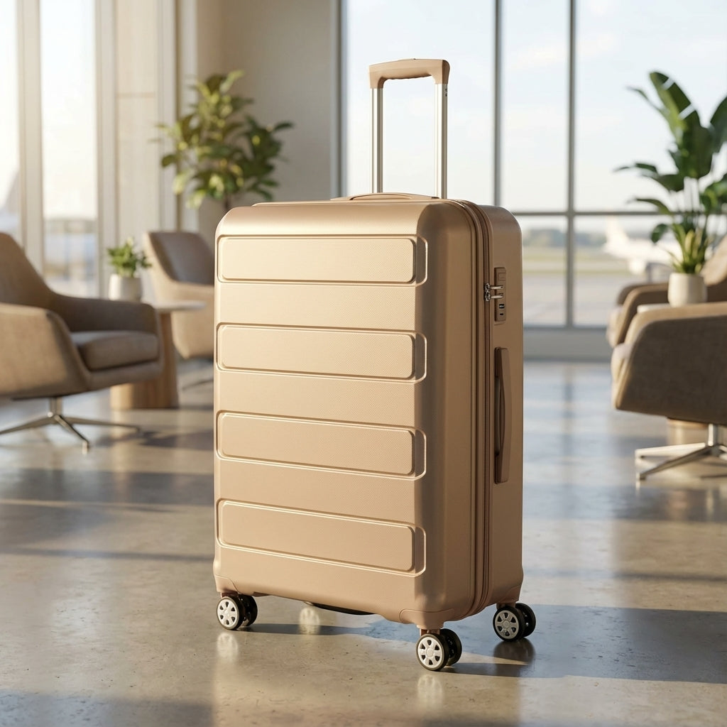 Robuuste uitbreidbare hardshell reiskoffer met soepele 360° spinner wielen voor comfortabel reizen.