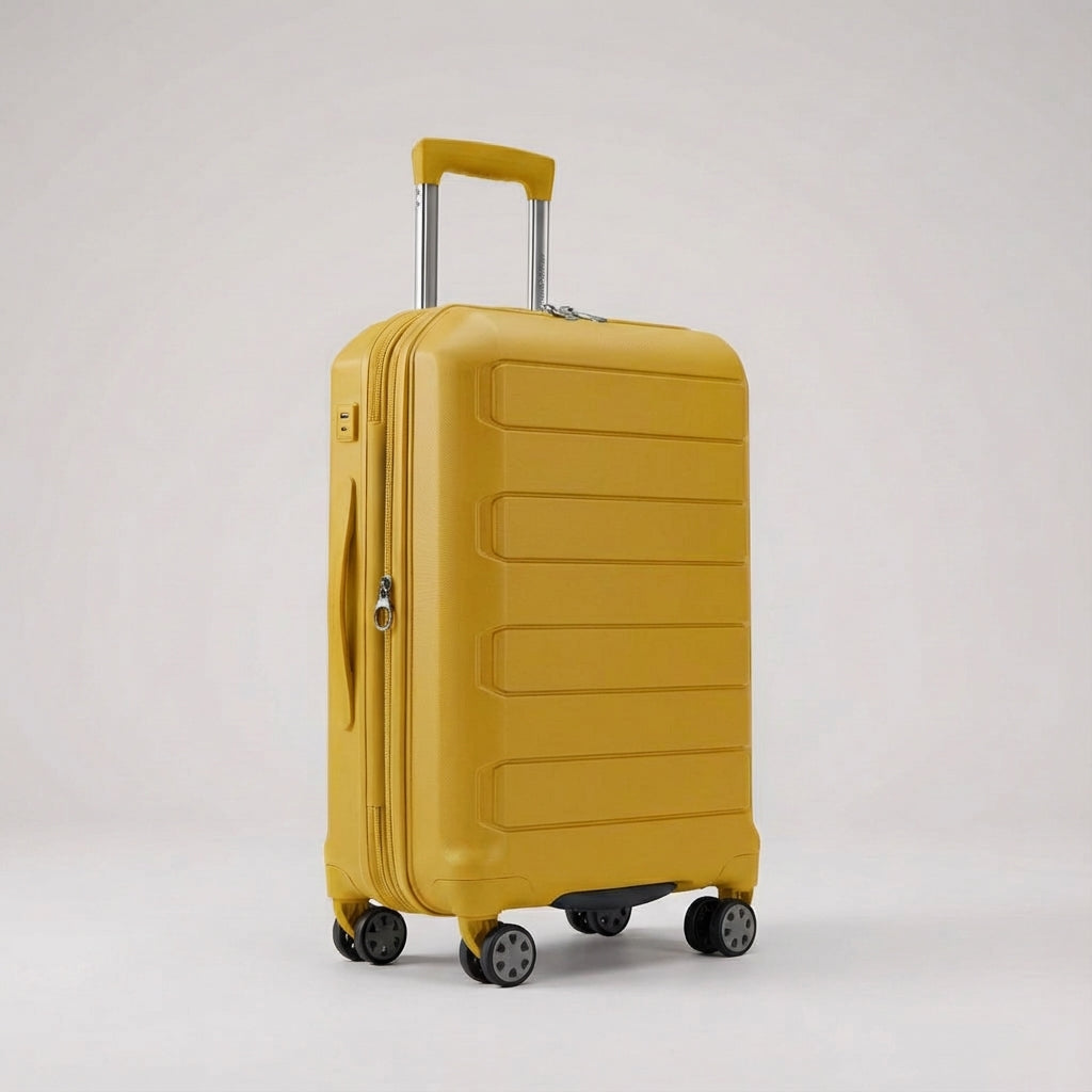 Functionaliteit ontmoet stijl: uitbreidbare hardshell reiskoffer met vier multi-directionele spinner wielen.