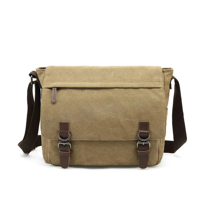 "Robuuste unisex canvas schoudertas met verstelbare schouderriem en ruime opbergvakken voor dagelijks gebruik"