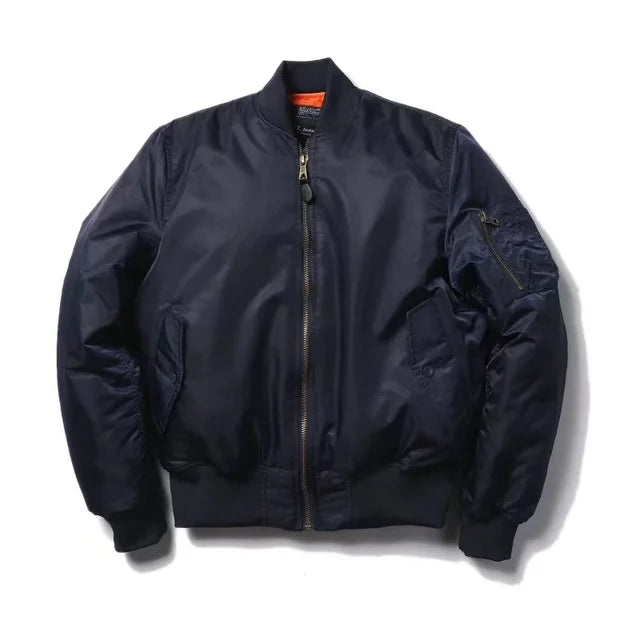 Elegant zwart dames bomberjack, MA-1 stijl, winddicht en waterafstotend design.