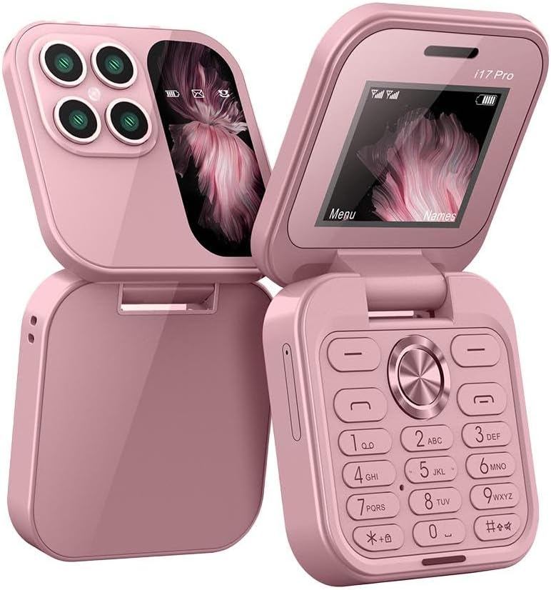 Open FlipLite mini telefoon in zwart, met duidelijk toetsenbord en scherm, ideaal als basis noodtelefoon.