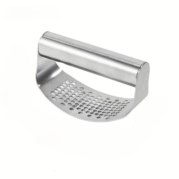 Compacte en stevige RVS knoflookpers, ontworpen voor snel en efficiënt knoflook hakken/persen.