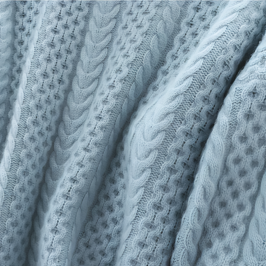 "Romige kasjmier coltrui Talia met elegant kabelpatroon; biedt ultiem comfort en stijl in zachte beige tinten."