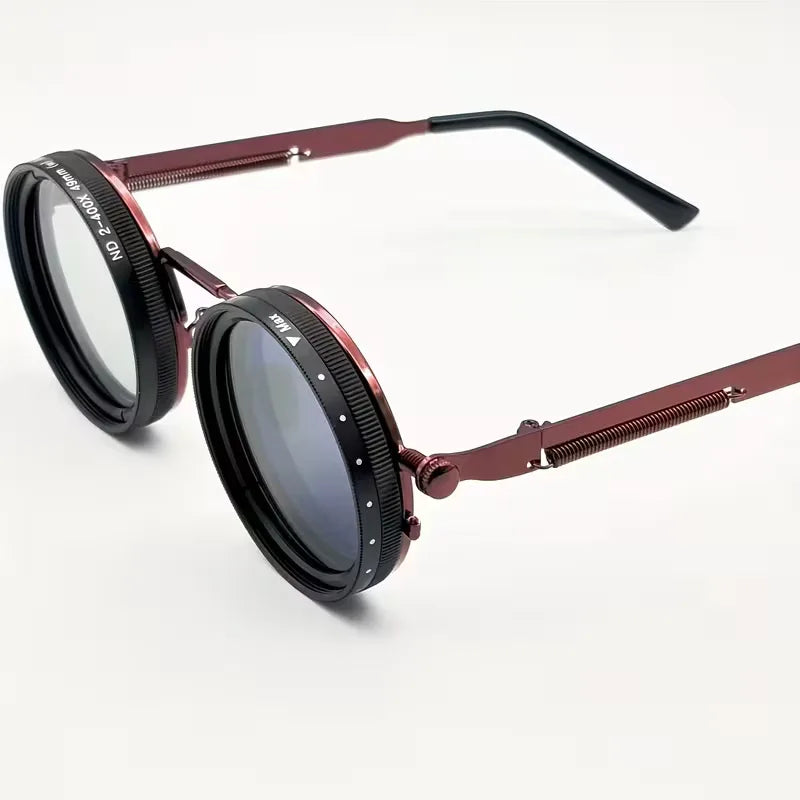 Festival zonnebril: ronde unisex steampunk bril met een coole vintage mode twist.