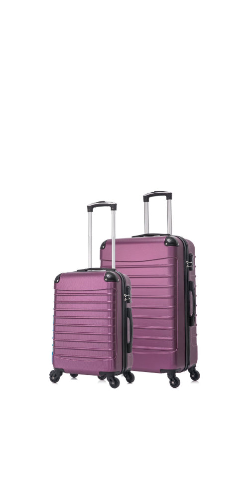 Roze 2-delige lichtgewicht harde koffer set met 4 wielen, ideaal voor elke reis of weekendtrip.