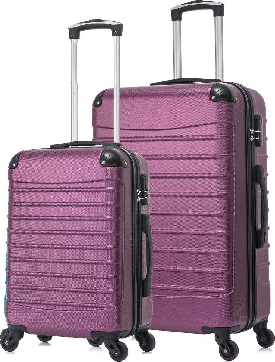 Stijlvolle Torino hardcase kofferset in roze, perfect voor vakantie bagage en vliegreizen.