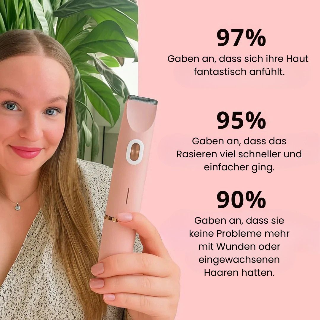 Zacht ontharen met elektrisch dames scheerapparaat, voor gladde benen, oksels en lichaam.