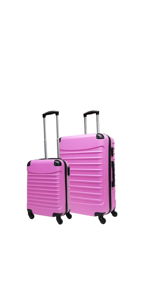 Roze hardcase kofferset Palermo 2-delig met 4 wielen, ideaal voor reizen en vakanties.