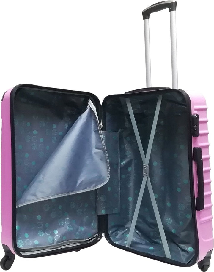 Handige 2-delige roze ABS hardcase kofferset Palermo met 4 zwenkwielen voor reizen.