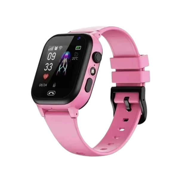 Kindvriendelijke smartwatch in zwart met GPS-tracker, camera en communicatie, ideaal als cadeau.