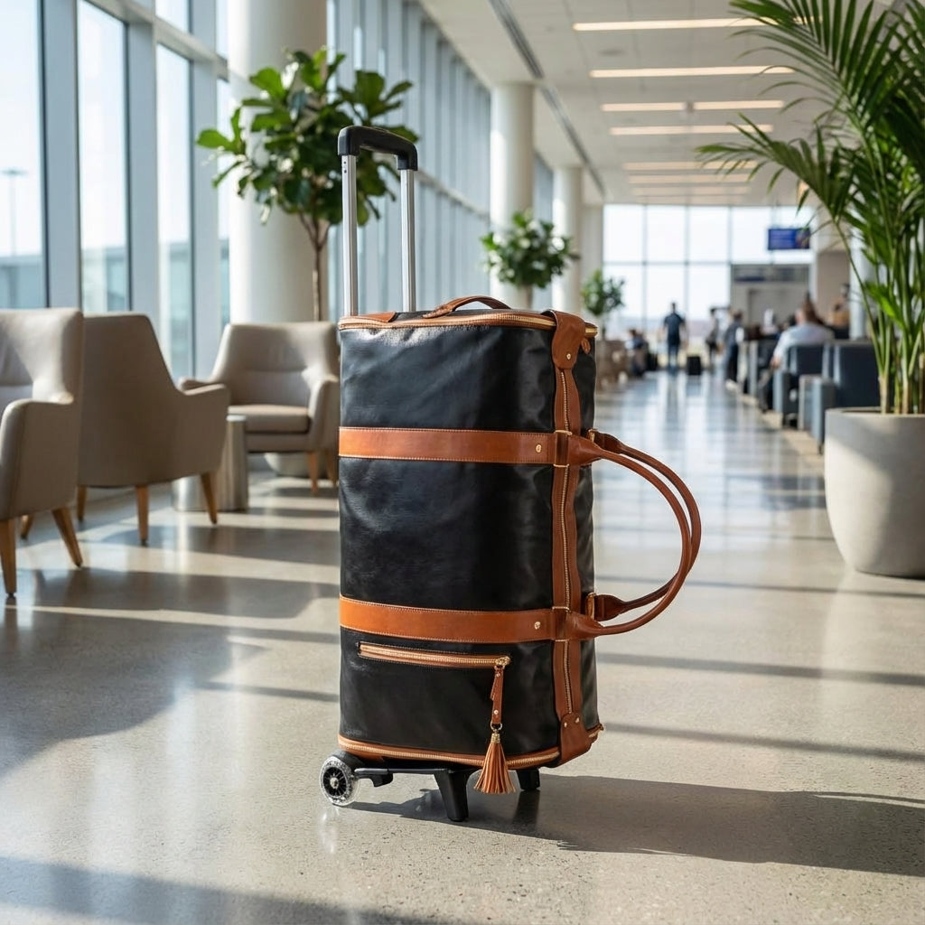 Roze opvouwbare reistas met wielen voor efficiënt reizen. GlideTote unisex duffelbag.