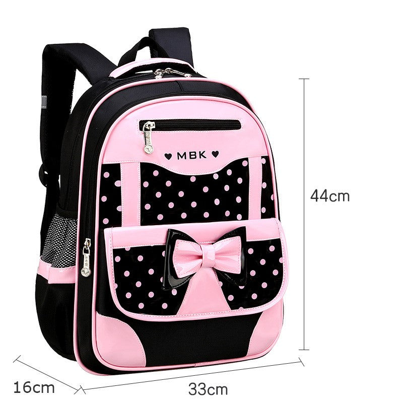 Stijlvolle roze met zwarte stippen Shelly rugzak voor meiden. Comfortabele en duurzame schooltas voor kinderen.