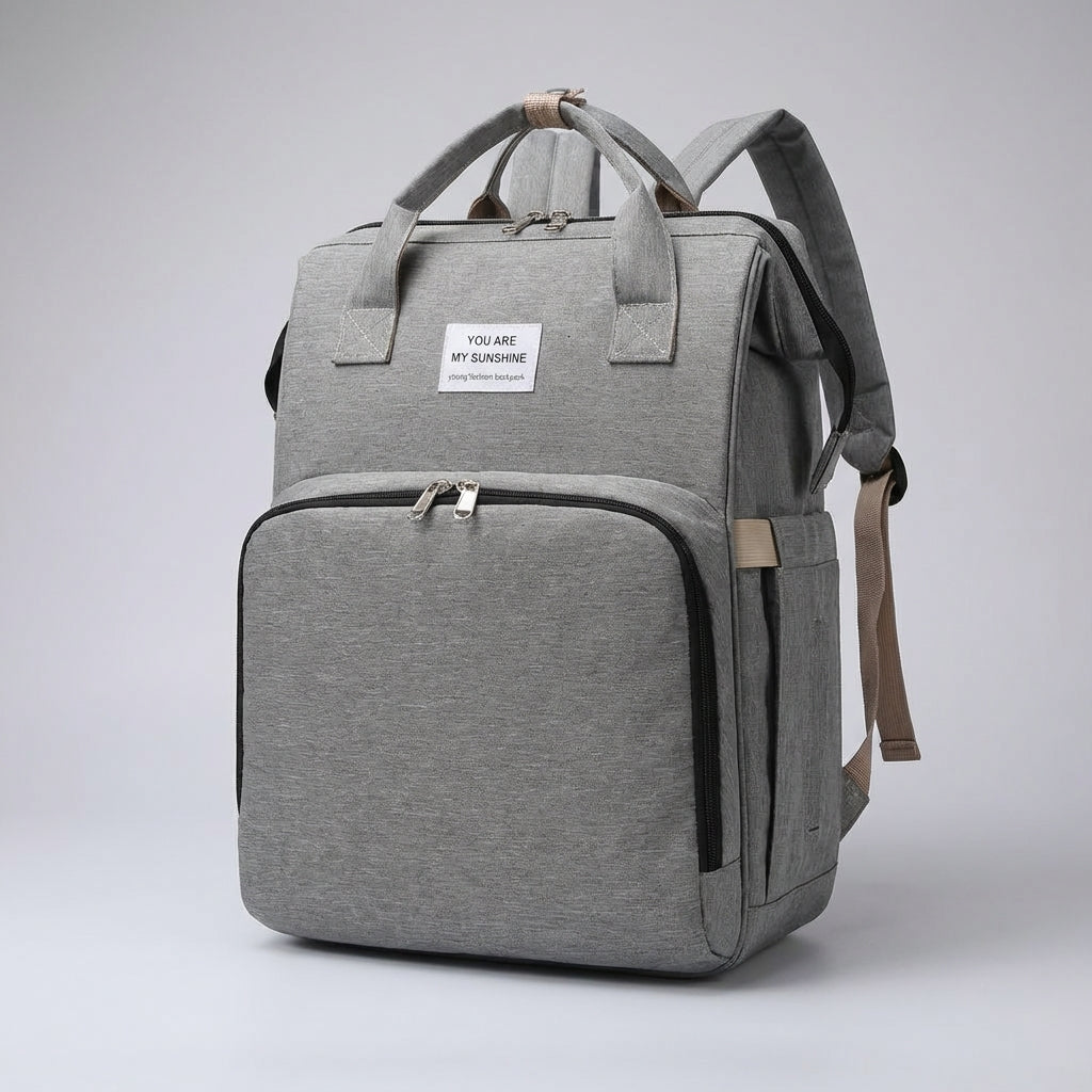 Praktische verzorgingstas rugzak voor reizen en dagjes uit met baby; comfortabel en ruim voor alle essentials.