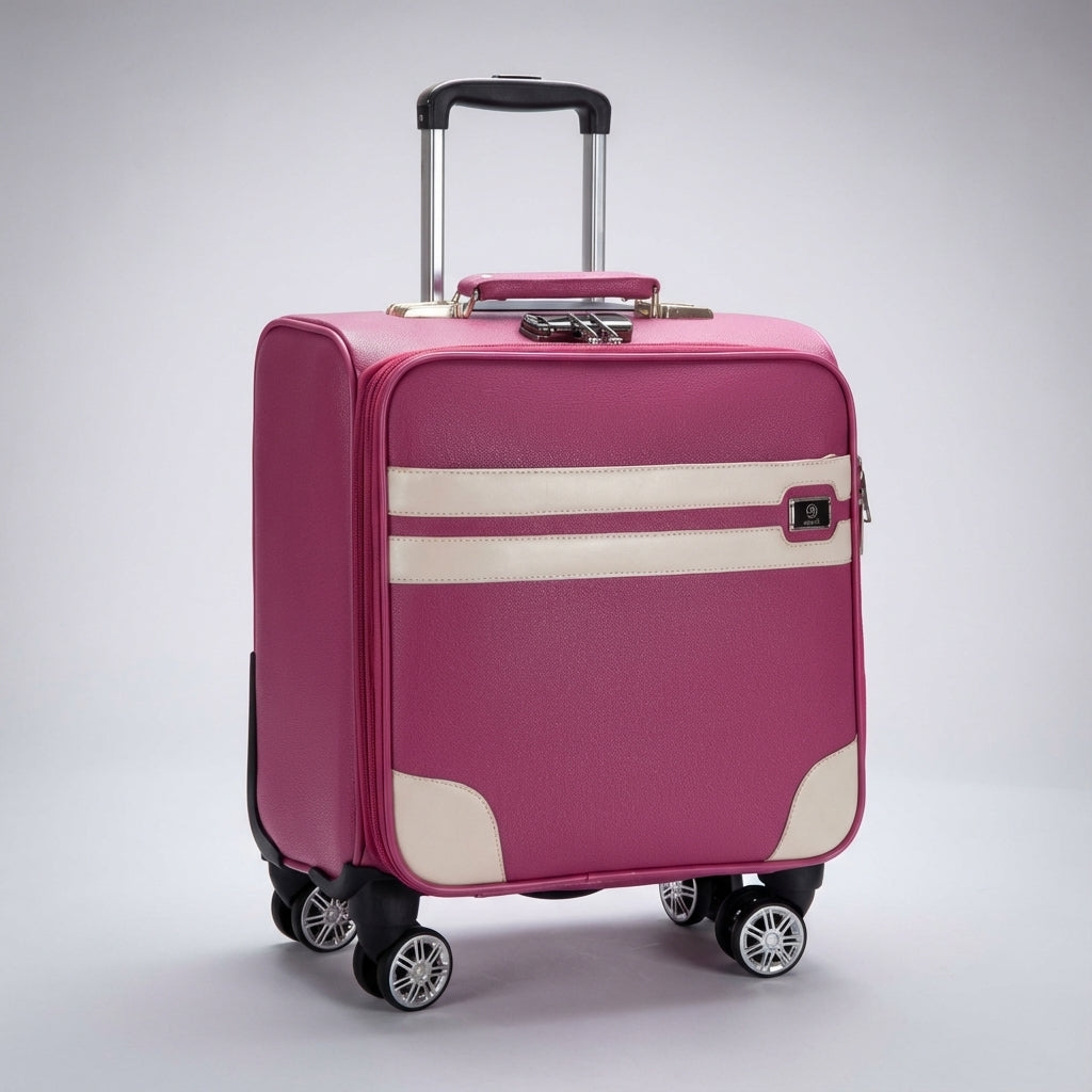 Compacte roze SpinCabin reiskoffer, lichtgewicht trolley met stille 360° zwenkwielen voor dames.