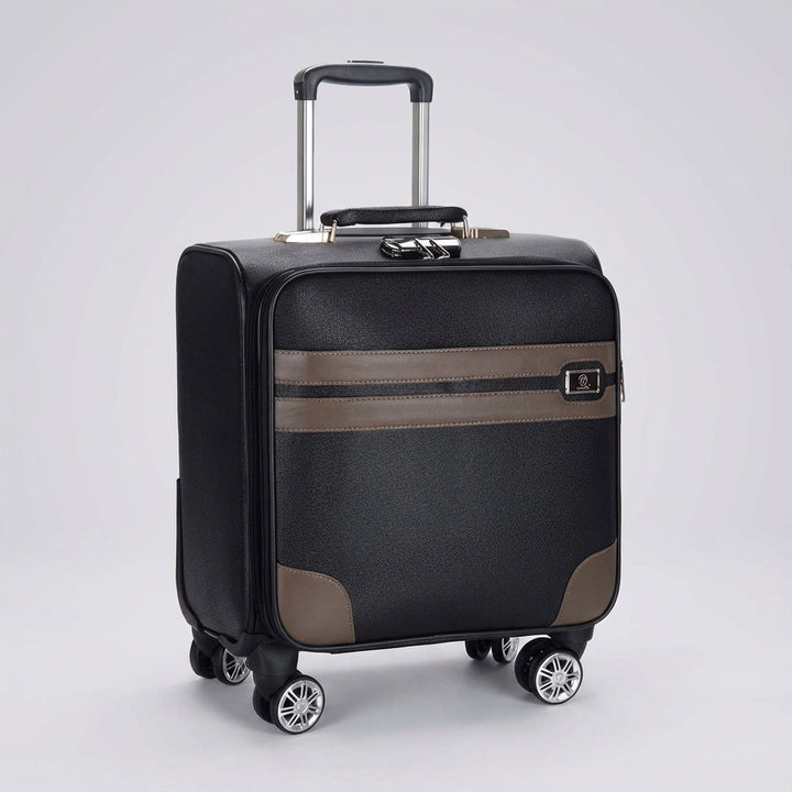 Compacte zwarte SpinCabin handbagage trolley. Ruime reiskoffer voor cabine met stille wielen.