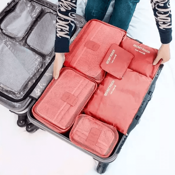 Ruimtebesparende bagage organizerset: complete set reistassen voor efficiënt inpakken.