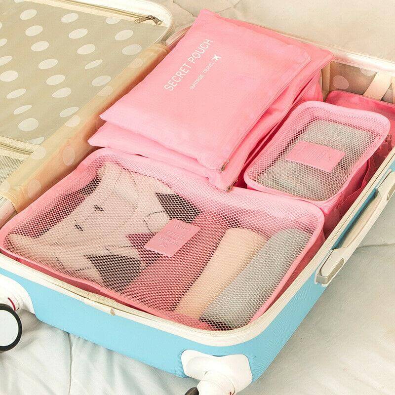 Complete set bagage organizers: diverse maten reistassen voor al je reisbenodigdheden.