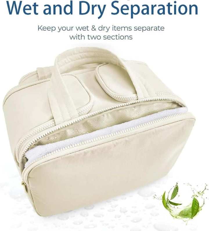 Open Selvane dames toilettas, waterdichte reis make-up organizer met diverse compartimenten en ritsen voor beauty.