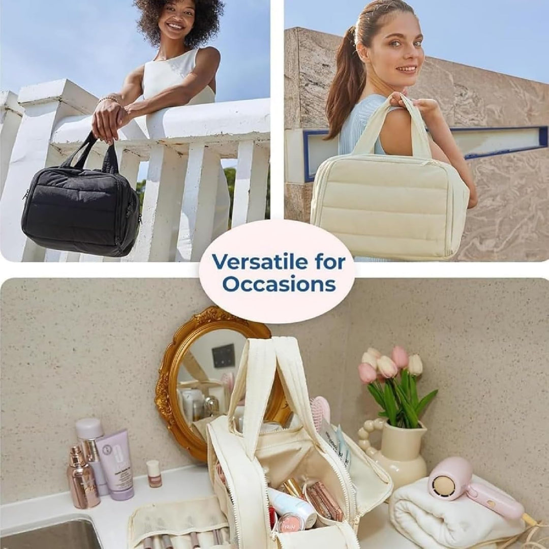 Grote waterdichte 4-in-1 reis make-up tas voor dames, Selvane toilettas en cosmetica organizer voor beauty.
