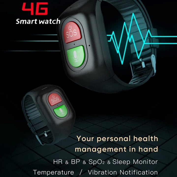 Senioren telefoonhorloge met 4G en GPS voor ouderen. Monitor gezondheid en blijf veilig met dit slimme horloge.