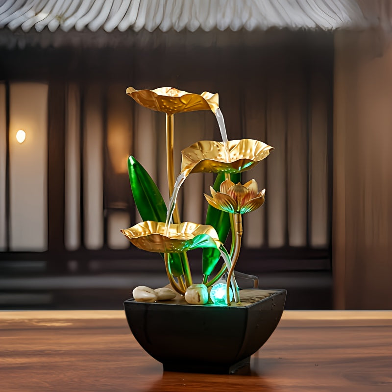 Gedetailleerde Serene Lotus binnenfontein, perfect voor zen decoratie en ontspanning.