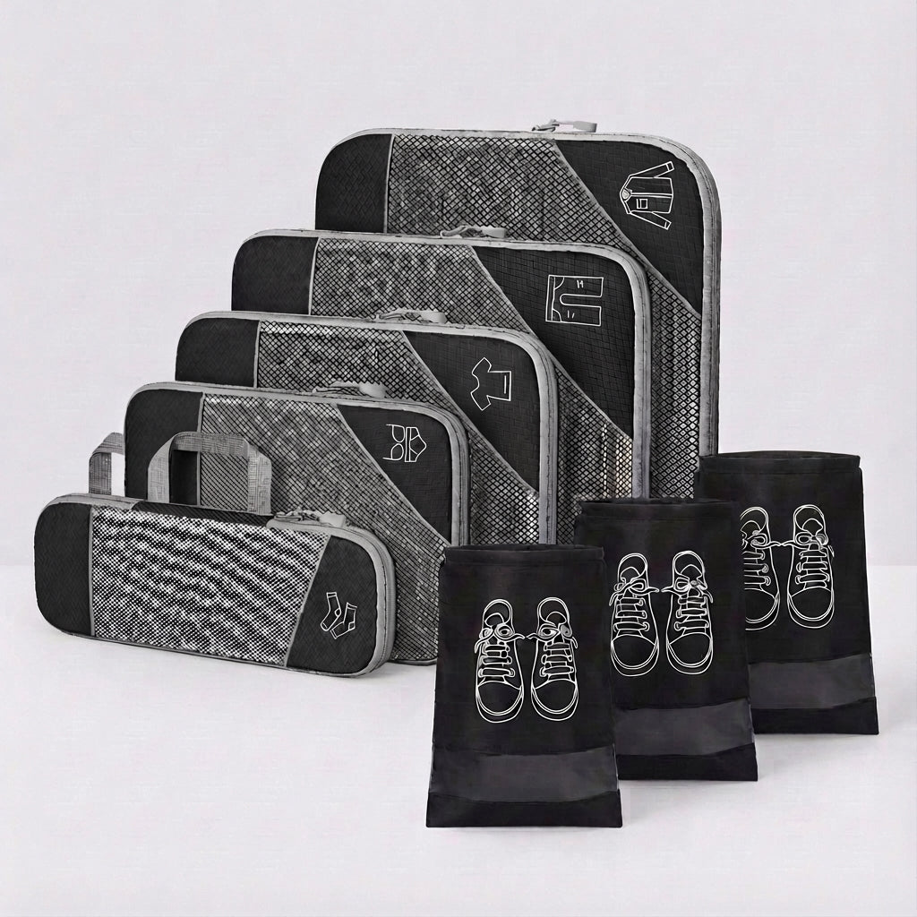 Dichtgeritste LiteCube compressiezak met kleding, maximaliseert ruimte in je reisbagage.