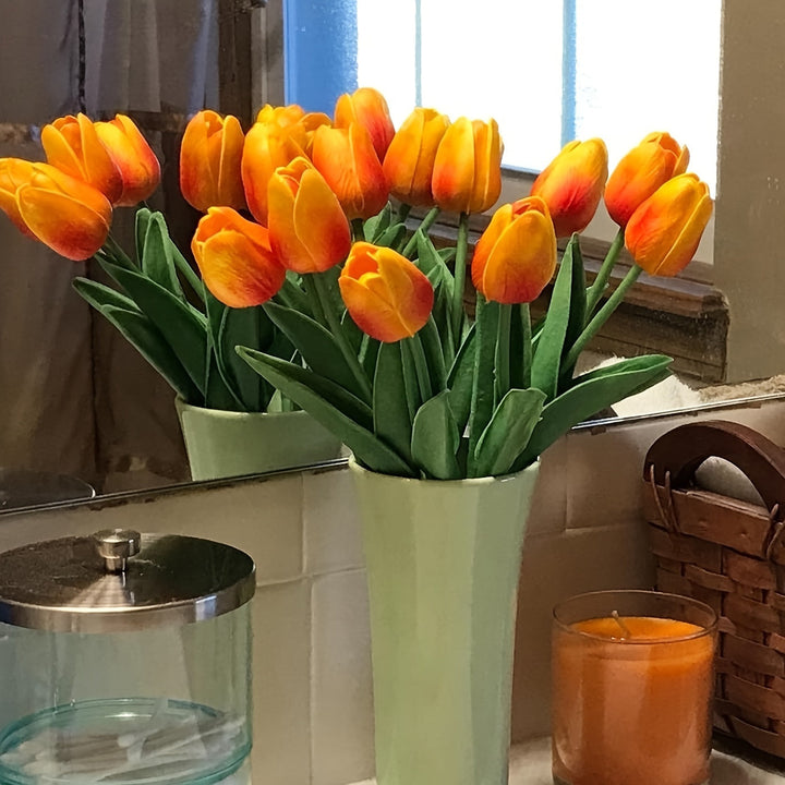 Duurzame PU-tulpen (10 stuks), ideaal voor interieurdecoratie, evenementen en bruiloften. Onderhoudsvrije kunstbloemen.