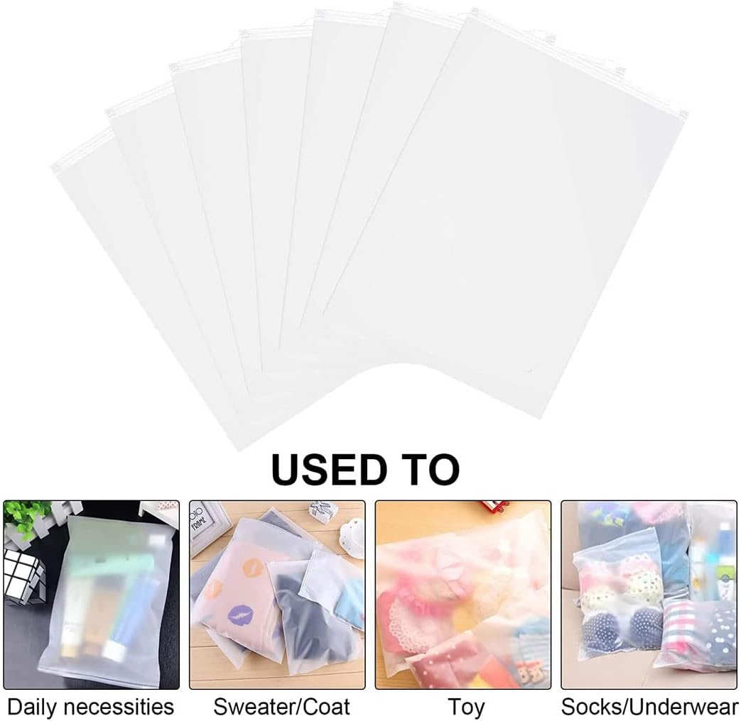 40-pack ventilerende, hersluitbare zipzakjes van mat materiaal voor nette kledingopslag en reisorganisatie.