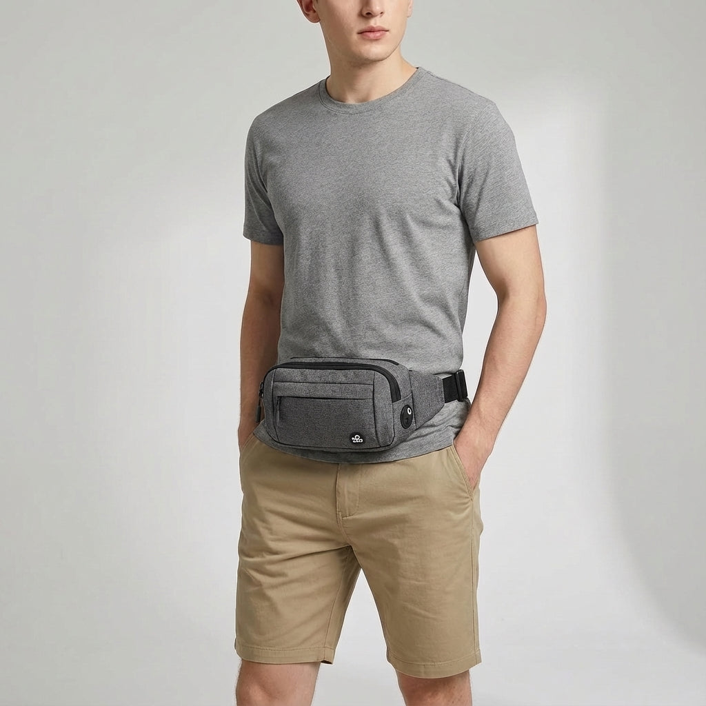 Stijlvol waterdicht heuptasje, unisex en comfortabel. Ideaal voor wandelen, hardlopen en stedentrips met je telefoon.