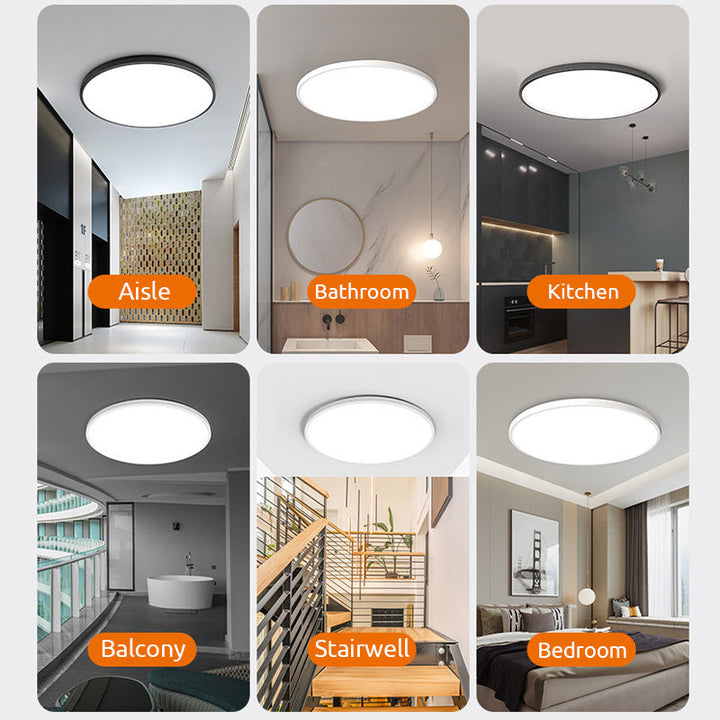Slanke platte LED plafondlamp met modern design, energiezuinig wit of zwart, geschikt voor elke ruimte.
