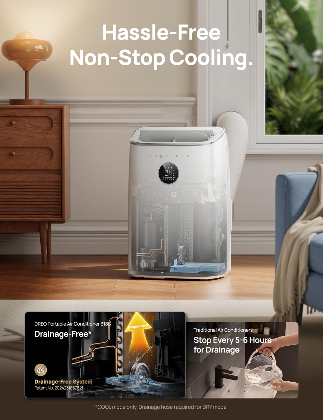 Krachtige 3-in-1 airconditioner: koeler, ventilator en ontvochtiger. Essentieel voor thuiscomfort in de zomer.