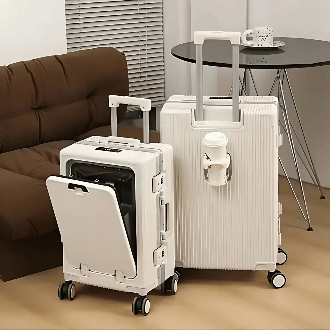 Robuuste Manhattan Pro koffer, hartschalen, met geïntegreerd laptopvak & USB-aansluiting.