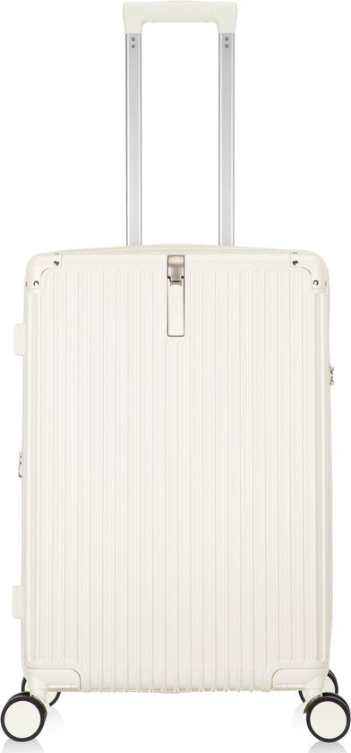Moderne reiskoffer met alle functies: TSA-slot, USB, bekerhouder en soepele wielen.