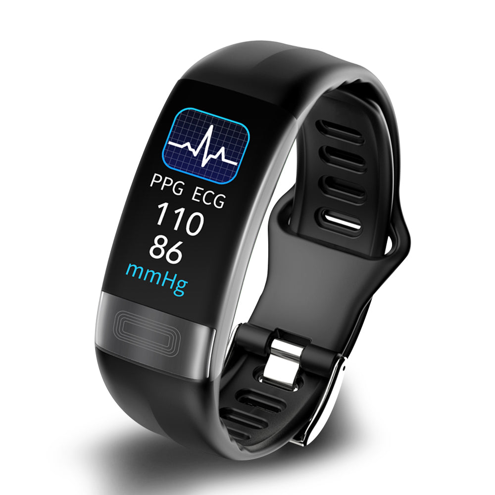 "Smart armband met hartslagmeter en ECG, blauwe siliconen band, slaapanalyse, waterdicht voor actieve levensstijl"
