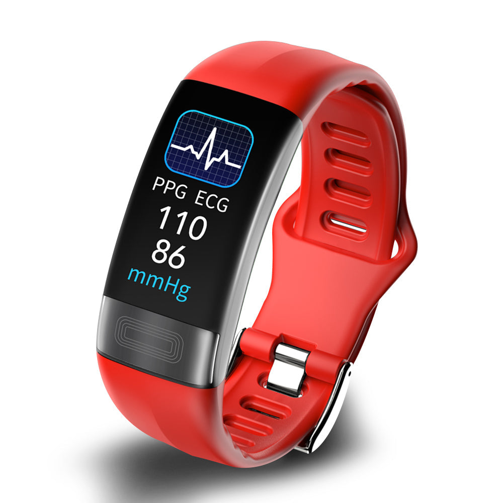 "Smart armband met hartslagmeter en ECG, blauwe siliconen band, slaapanalyse, waterdicht voor actieve levensstijl"